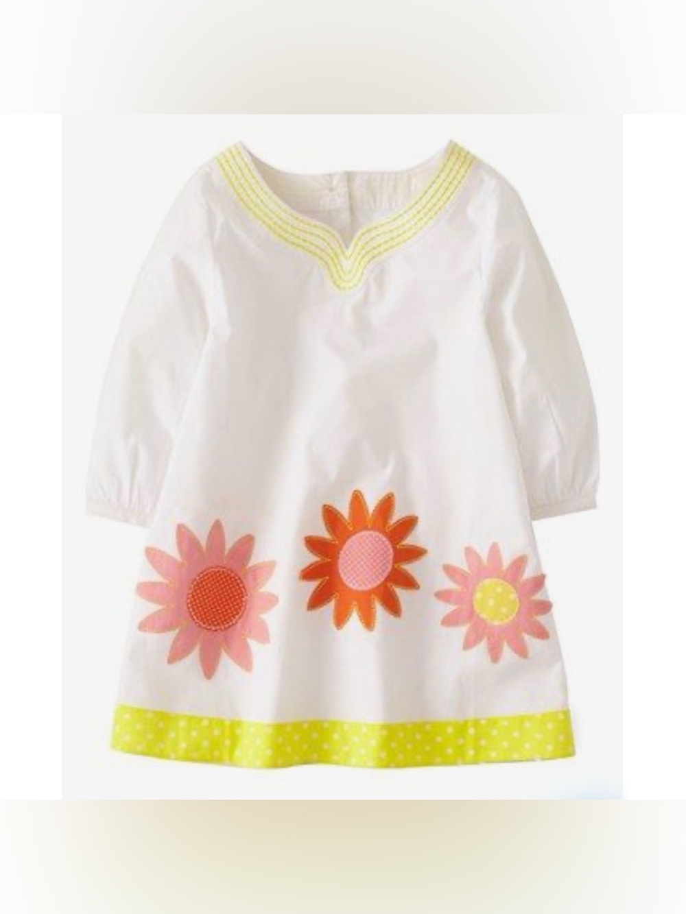 Mini Boden White Flower Applique Kaftan size 4-5